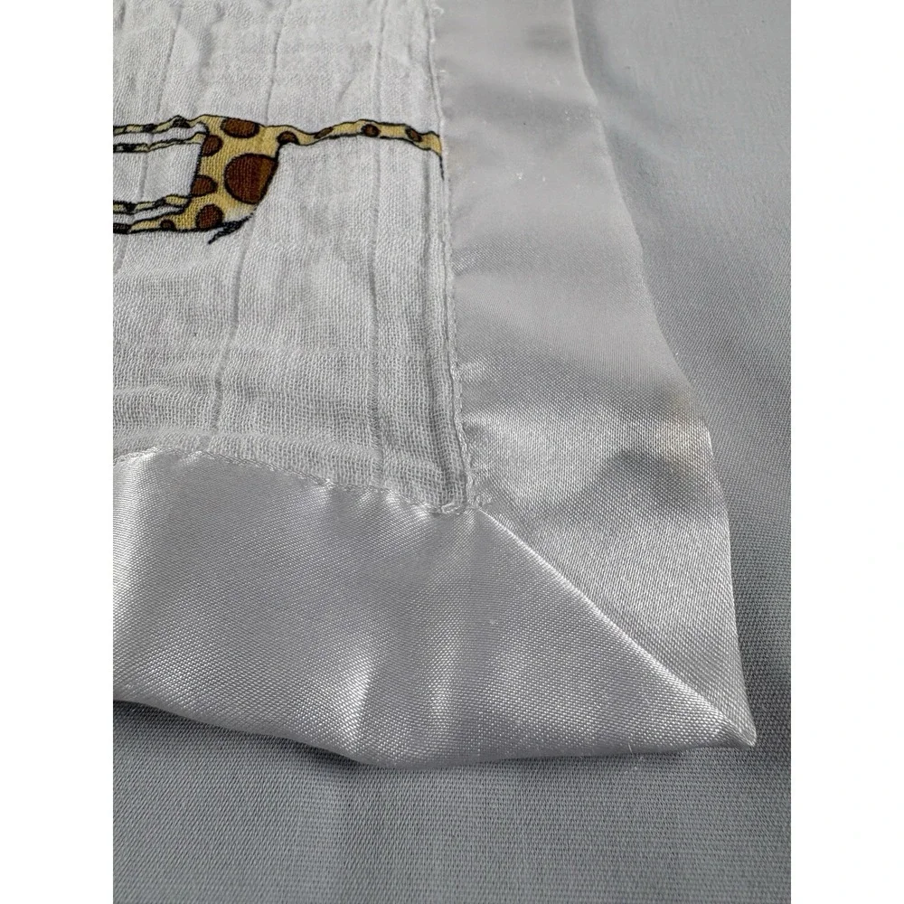 Aden + Anais Lovey Baby Security Blanket Giraffe White Satin Trim Muslin 16.5